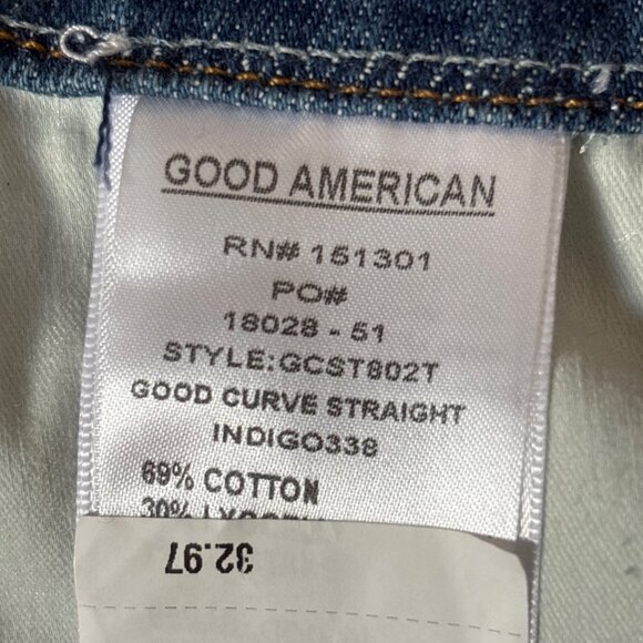 NWOT GOOD AMERICAN Good Curve Straight Jeans 15 Ultra High Rise Distressed Hem - Picture 12 of 13